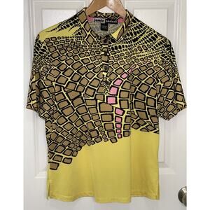 Jamie Sadock Women’s Stretch Golf‎ Polo Top Shirt Giraffe Style Print Size Large